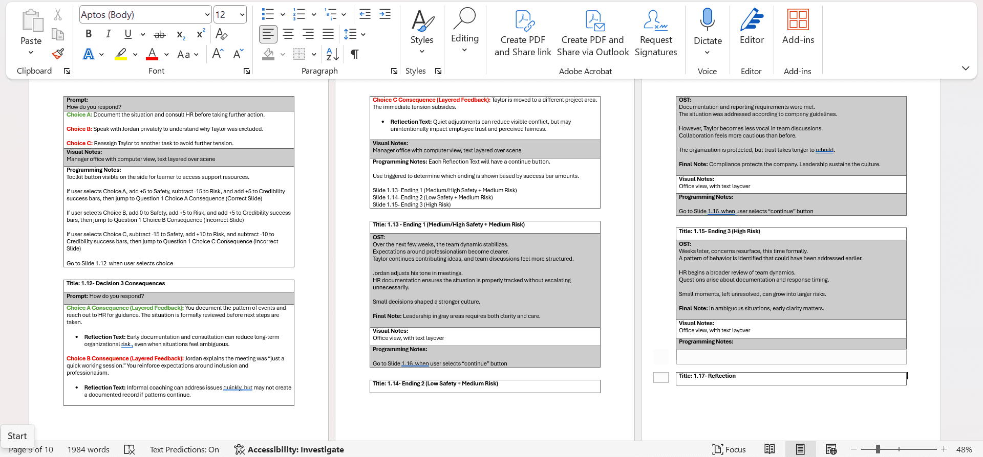 Text Based Storyboard